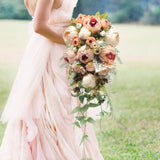 HiiARug Handmade Wedding Bouquets, Artificial Peony Rose Artificial Flower Bo... Peony