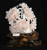 16.1" Collection China Natural Xiu Jade Carved Fengshui Peony Flower Statue Peony
