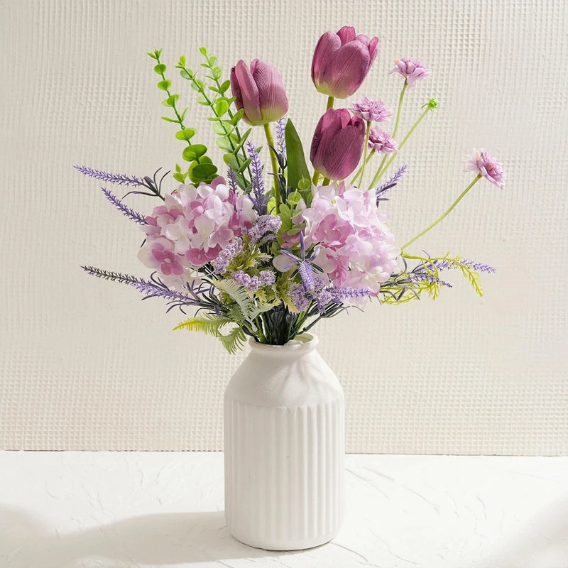 Artificial Flowers with White Ceramic Vase Ð Spring Floral Centerpiece Table ... Hydrangea