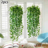 2PCS Artificial Fake Silk Flower Vine Hanging Garland Plant Home Garden Decor Green Plant