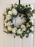 White Roses Silk Flower Wreath 15Ó Hydrangea
