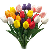 Vibrant Multicolor Artificial Tulip Bouquet 33cm - Faux Flowers for Home Decor Roses