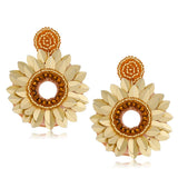Beaded Flower Earrings for Women, Statement Bead Sequin Sunflower Earrings Bohem Sunflower