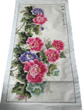 Watercolor Hanging Scroll Painting Chinese Peony Flower Stamped Signed Peony