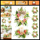 8 Pcs Mini Floral Wreaths - Artificial Flower Candle Rings for Wedding, Home Dec Hydrangea
