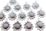 Sunflower Silver Metal Flower Charms Qty:10 Sunflower