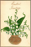 Easter Greetings Lily of the Valley Embossed Postcard H.L. Woehler 1900s Lily