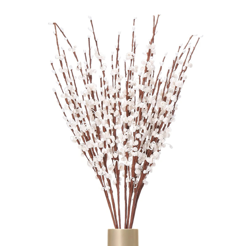 8Pcs Tall Jasmine Flower for DIY Floral Art Plant(White) Green Plant