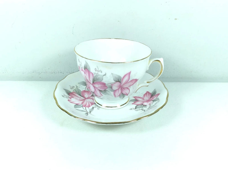 Royal Vale Bone China Teacup & Saucer - Pink Lily Of the Valley Lily