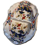 C Faenza Garofano Blue Carnation Oval Divided Serving Bowl 13 x 9" Italy Signed Carnation