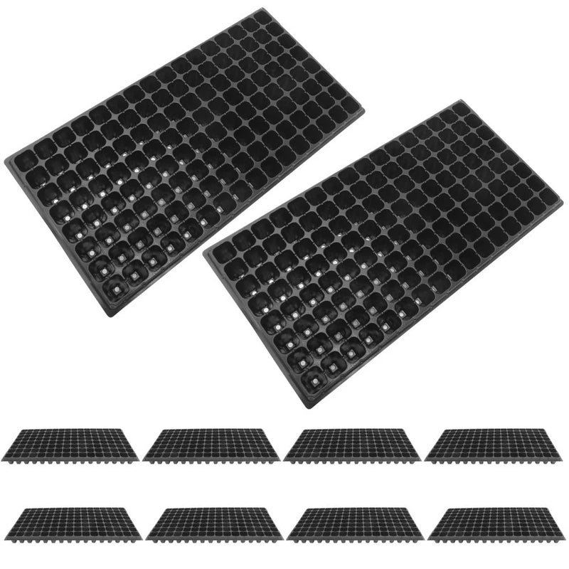 10 Pcs PVC Plant Growing Container Tray with 128 Cells for Garden Use Garden Plants