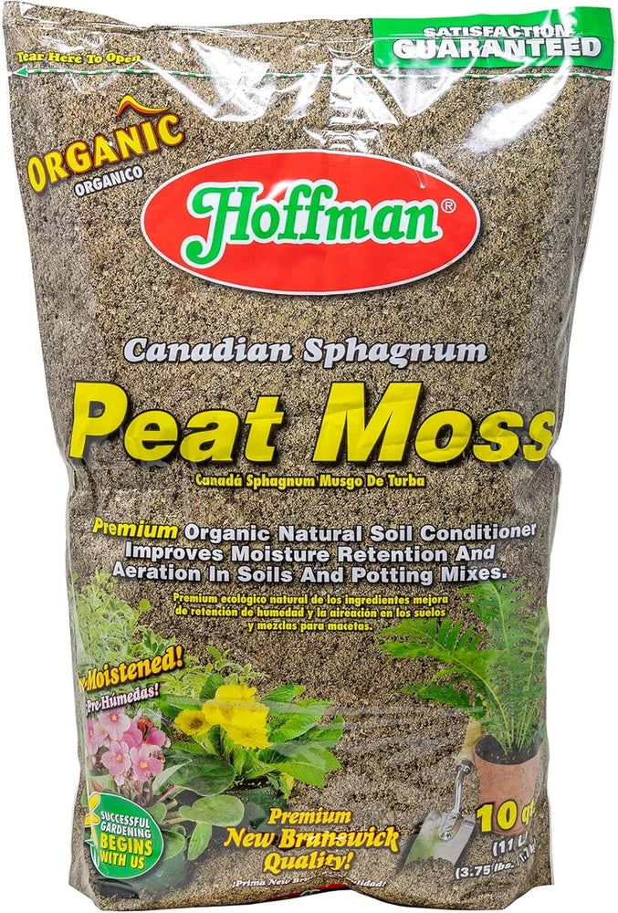 Hoffman Canadian sphagnum peat moss bag, organic soil conditioner, 10 quarts