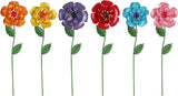 Garden Decor for Outside, Set of 6 Metal Flowers Decorative Garden Stakes for Sp Garden Plants
