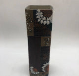 Vintage Ceramic Flower Vase with Sunflower Design - Handcrafted Square Decor Sunflower