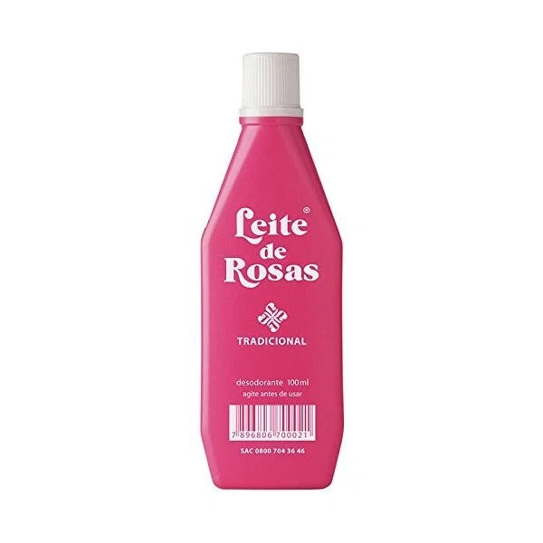 Leite de Rosas Traditional deodorant, pink squeeze bottle with white cap, 100 ml