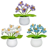 3 PCS Crochet Flowers Artificial Sunflower Small Potted Plants for Home Desk ... Sunflower