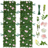 VEVOR Artificial Luxury_ Flower Wall Backdrop 2PCS 2 x 8 ft Each Floral Backdrop Green Plant