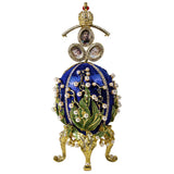 Blue Lily of the Valley Faberge Egg Replica Trinket Box,Easter Gift,Photo Frames Lily
