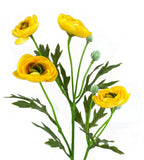 4 x Yellow Ranunculus Silk Flowers, 21