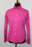 Ralph Lauren Sz 6 Magenta Pink Button Front Shirt Long Sleeve Slim Fit Stretch Roses