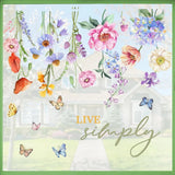 Watercolor Floral Window Clings, Live Simply Flowers Hydrangea Peony Poppy Daisy Hydrangea