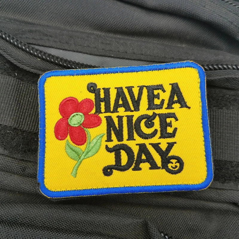 Have a Nice Day Patch 70s Hippie Boho Flower Sunflower Hook Patch Badge Sunflower
