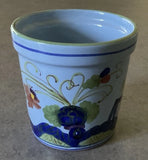 PLANTER POT :: ÒBlue CarnationÓ 4Óx 4Ó Floral Handpainted Unusual Color ITALY Carnation