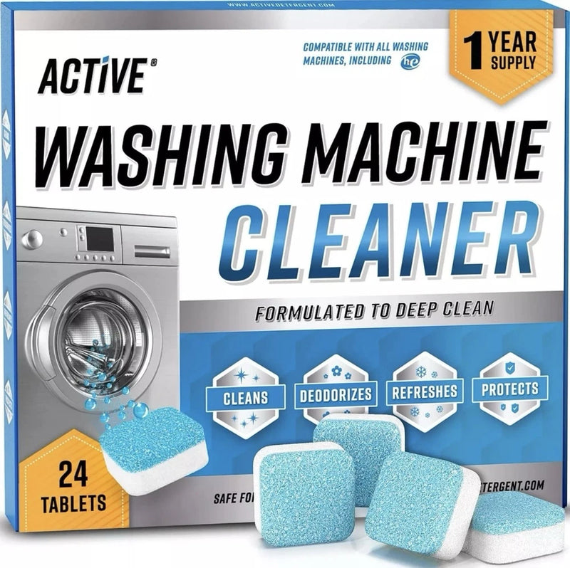 New ACTIVE Washing Machine Cleaner Descaler Deep Cleaning (24 Tablets) Bouquet