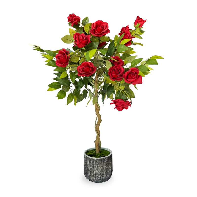 41" Decorative Artificial Red Rose Floral Arrangement in Ceramic Pot Planter Pot Roses