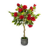 41" Decorative Artificial Red Rose Floral Arrangement in Ceramic Pot Planter Pot Roses