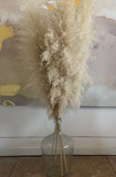 Dried Pampas Grass Arrangement in Glass Vase Beige Floral Decor Pampas Grass