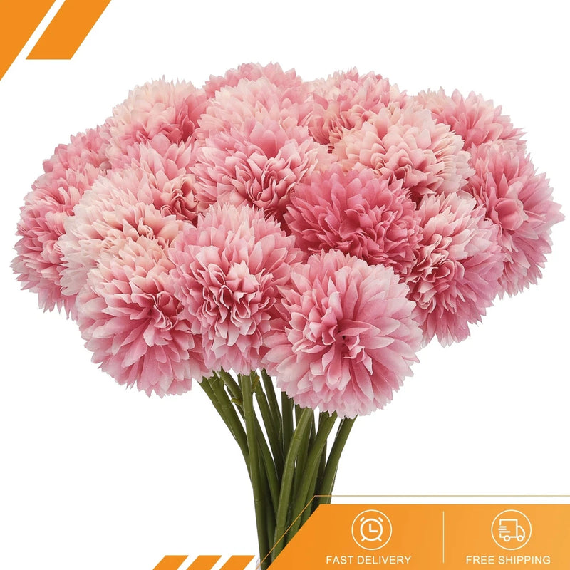 20 x Artificial Flower Heads Silk Chrysanthemum Hydrangea Dark Pink Faux Hydrangea