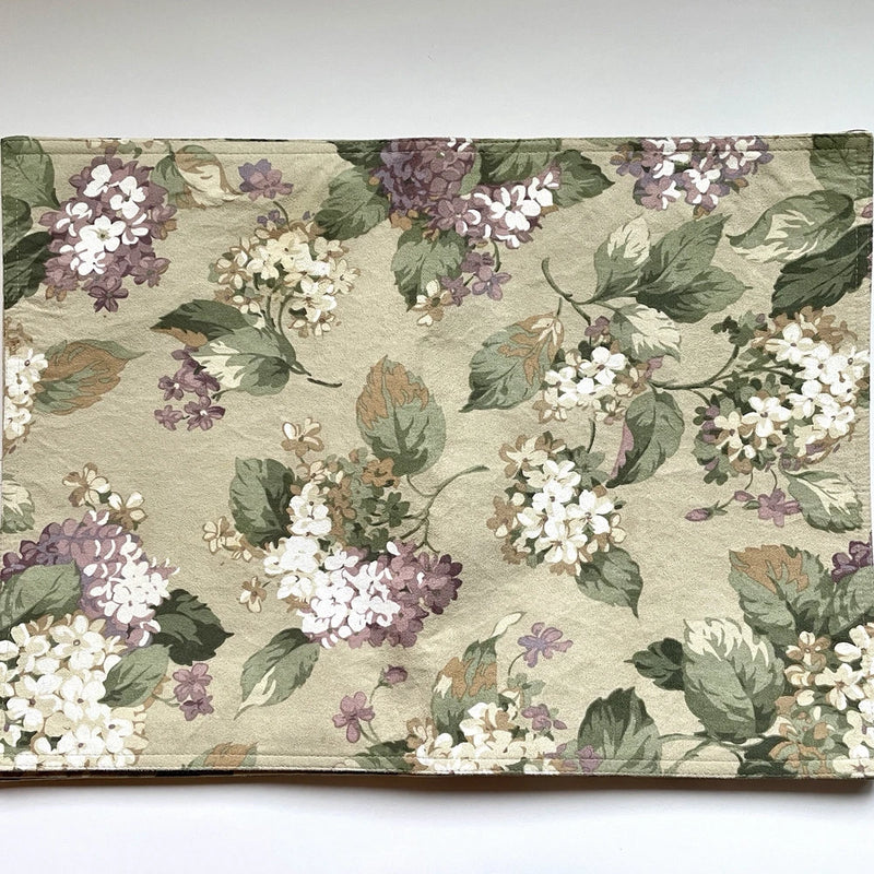 Cloth Fabric Placemat Hydrangea Flower Pattern by MARTHA STEWART - Set Of 8 Hydrangea