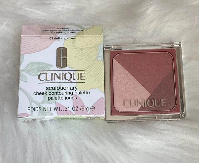Clinique Sculptionary cheek contouring palette, rosy blush and contour shades, compact