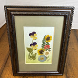Framed& Matted Pressed Flowers Botanical Cottage Core Signed RBR Brown Dried Flower