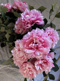 Pink Carnation Flowers - 19" Faux Floral Spray Bouquet - 9 Heads Vintage Carnation