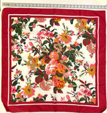 Vintage Floral Silky Fashion Scarf - Roses, Carnations, Daisies, Dahlias, Lilies Carnation