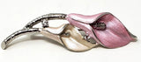 Vintage Premier Designs Calla Lily Brooch Pastel Enamel Silver Tone Flower Lily
