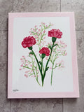 Elegant Carnation And Babies Breath Painting Original Carnation