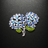 Women's Blue Enamel Crystal Rhinestone Hydrangea Flower Brooch Pin Hydrangea