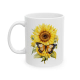 Floral Sunflower Butterfly Mug Valentines Coffee Gift for Women Sunflower