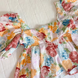 Buddy Love Alana Puff Sleeve Square Neck Peplum Crop Carnation Floral SMALL Carnation