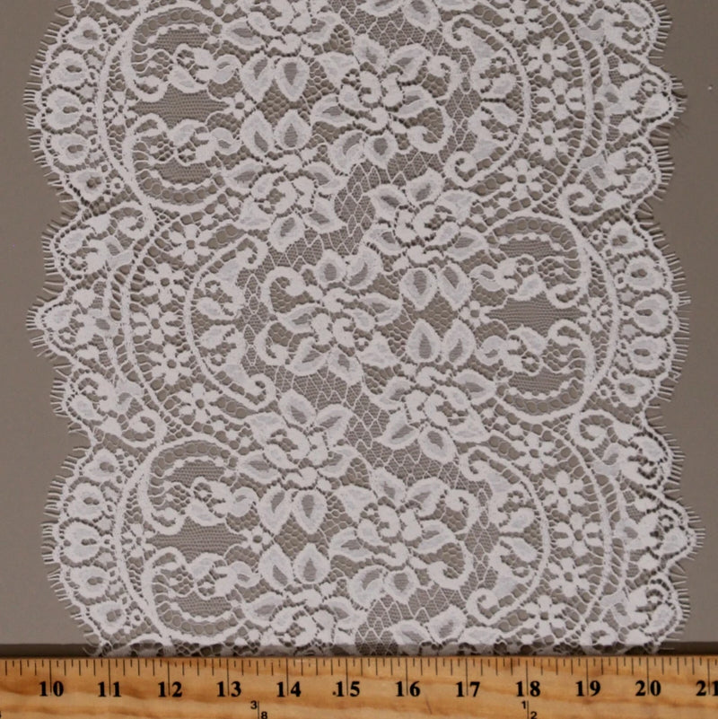 Double-Edge Scallop Floral Ecru/Cream 11" Lace Trim Fabric by the Yard M407.10 Flowering Plants