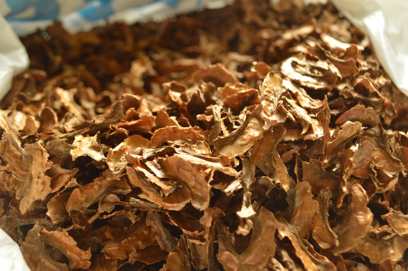 Dried brown walnut shell membrane herb tea pieces