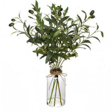 Artificial Plants Olive Branch in Glass Vase, 14.5Ó Fake Plant Greenery Stems... Green Plant