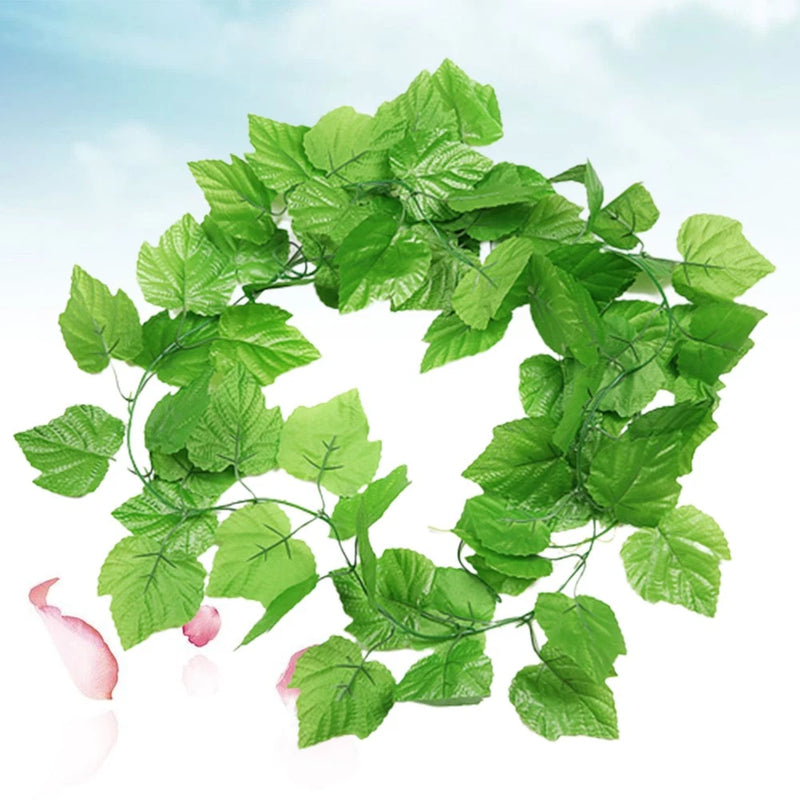 Artificial green vine greenery with leafy simulated vines, 12-pack decorative set