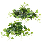 2 Pack Fake Pothos Artificial Potted Plants Indoor Wall Home Office Decor Green Plant