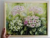 Hydrangea Garden Oil Painting on Canvas Floral Artwork 13x15 in Hydrangea