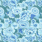 1/2 Yard - Kaffe: From the Archives | Floral with Dots - Blue by Kaffe Fassett Flowering Plants