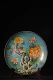Bronze Cloisonn Enamel Flower magpie Peony Flower Texture Plate Screen Peony